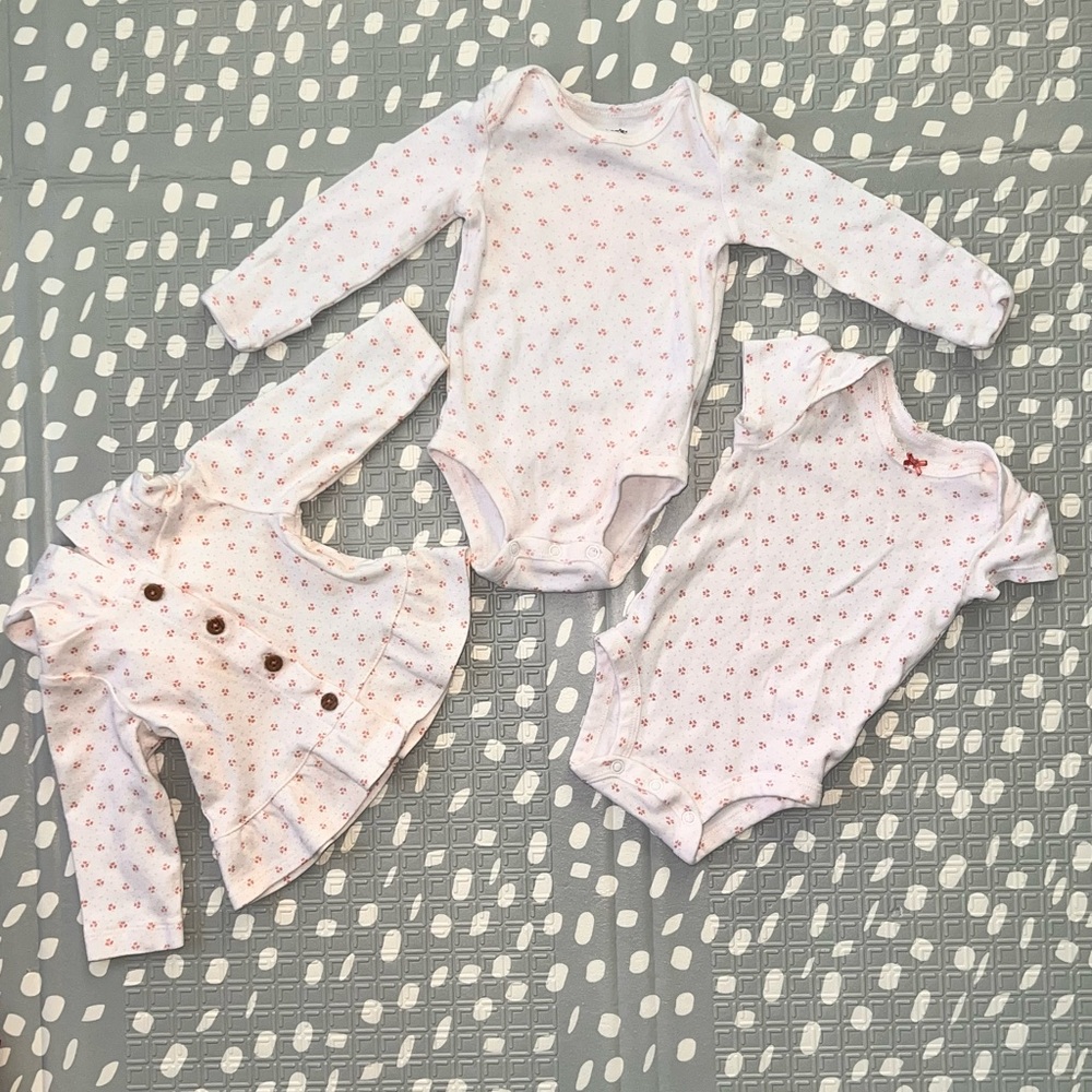 Carter's White and Pink Patterned Bodysuits Set